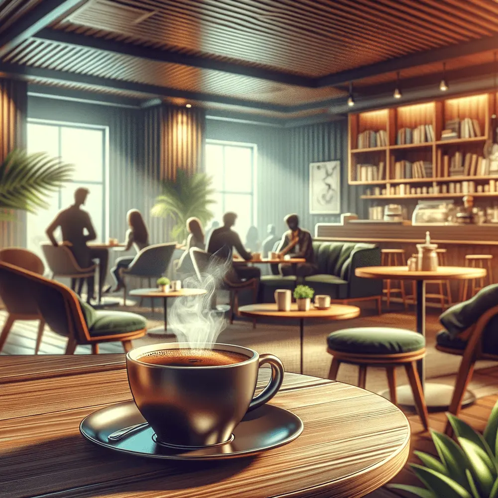 kawa flat white na stoliku w kawiarni
